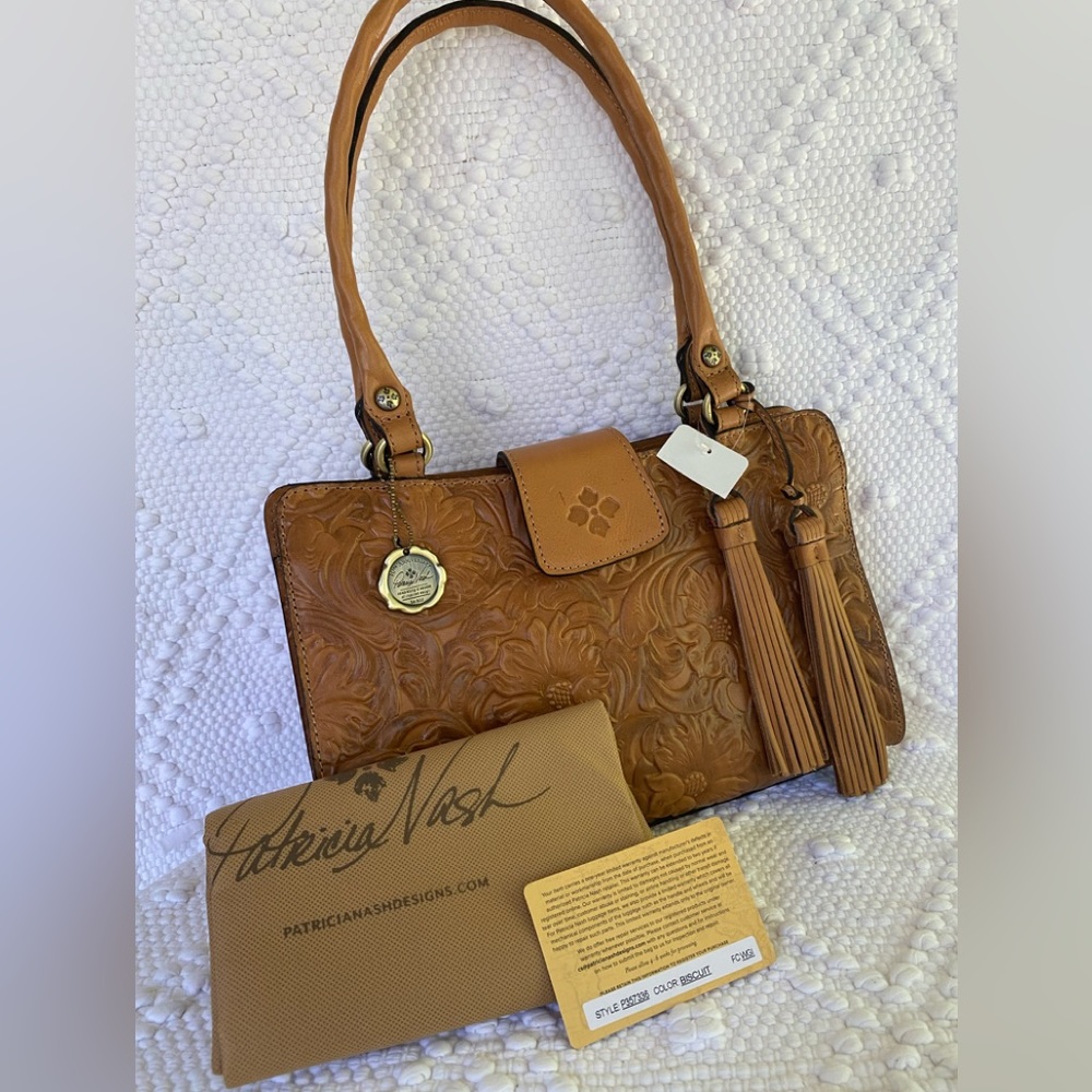 ***Sold Out***Patricia Nash*Reinzo”Tooled Floral Leather Satchel•NWT